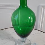 Duo of royal blue and green polished glass decanters 60s-70s