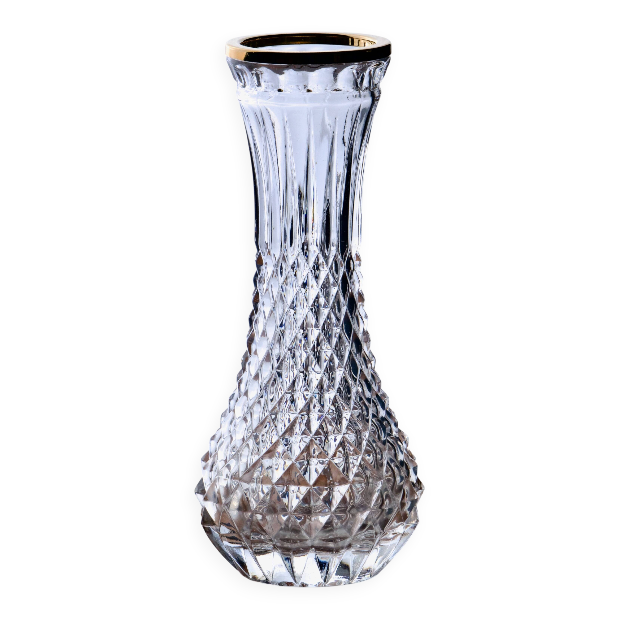 Antique WMF crystal and 24-karat gold vase