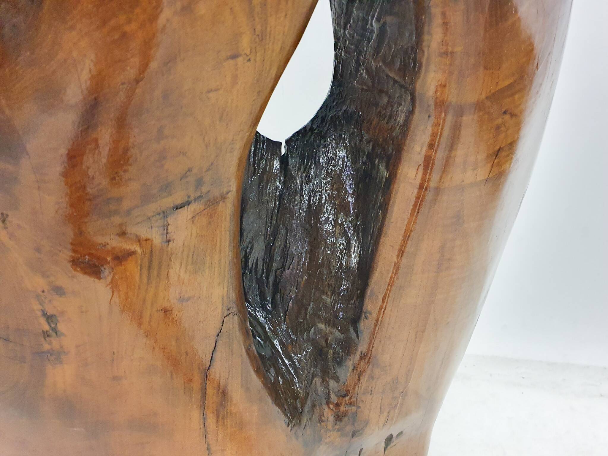 Hand carved wooden tree trunk chair, 1970's