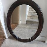 Miroir ovale bois massif 1950