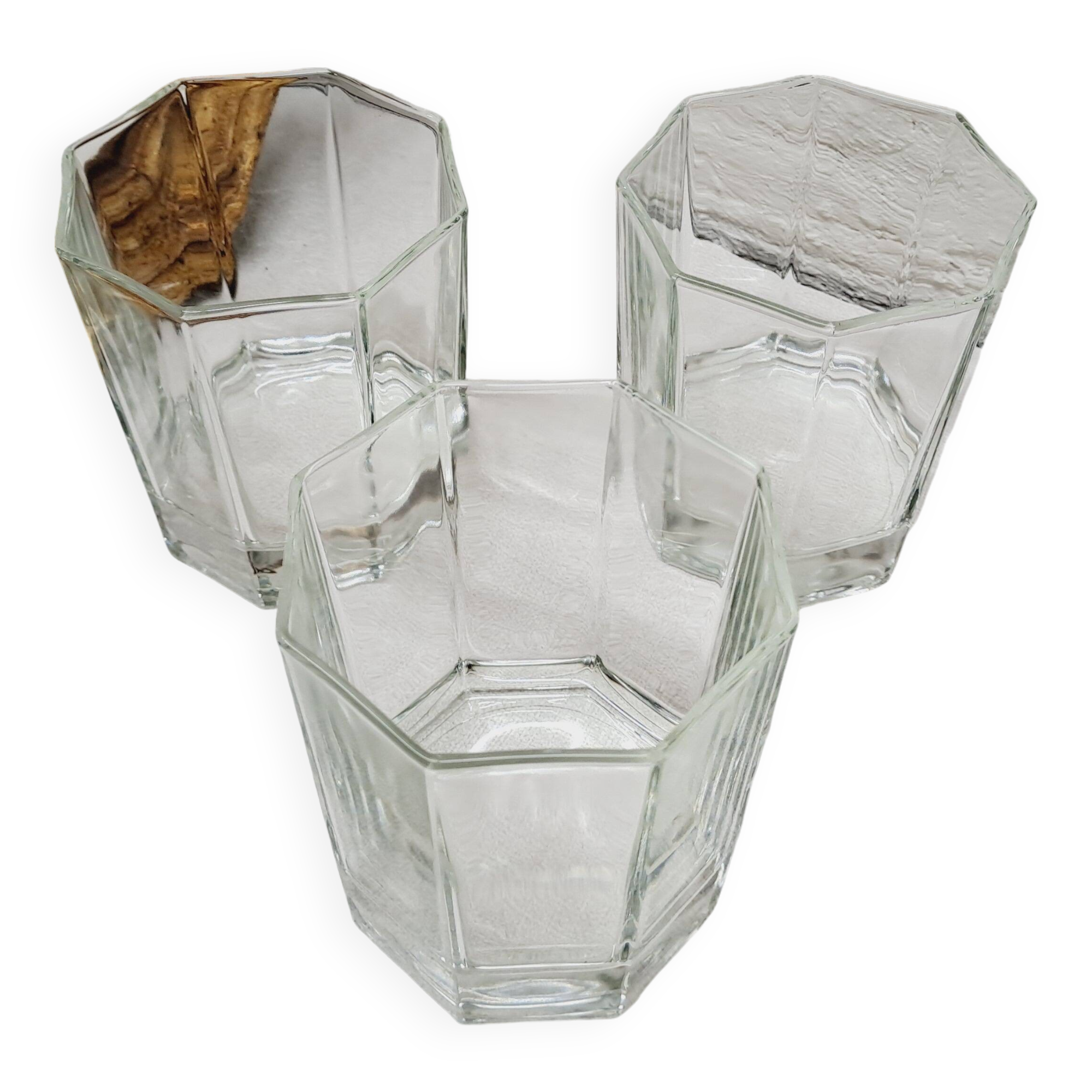 Lot 3 verres whisky Octogone Années 80