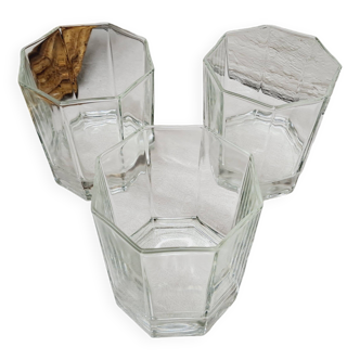 Set of 3 Octagon whisky glasses from the 80s