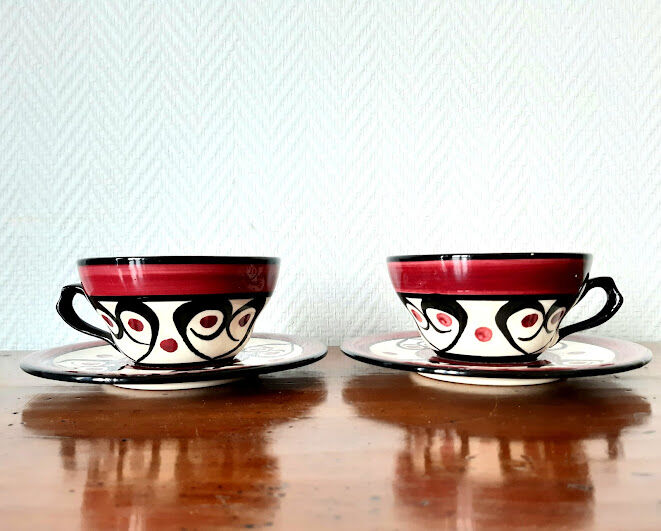 Pair of earthenware cups Saint Jean de Bretagne