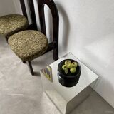 7 black ceramic plates