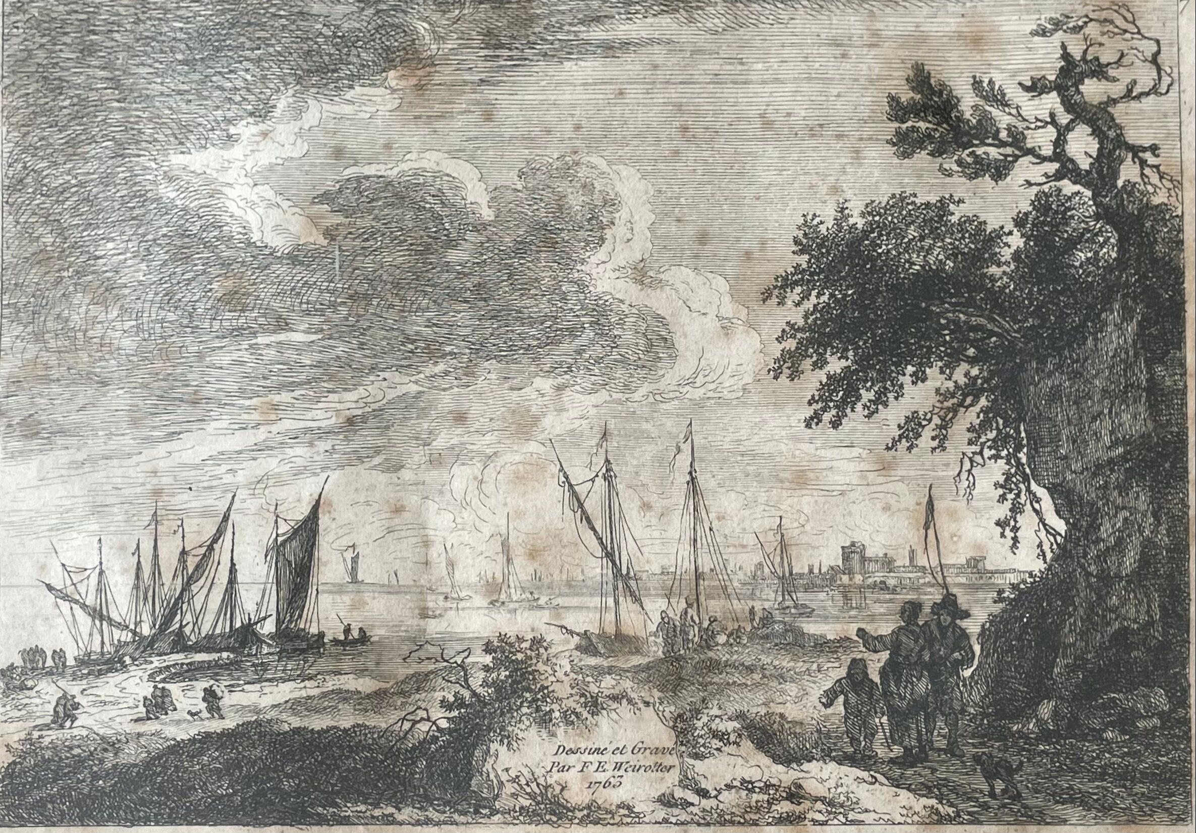 Antique engraving painting XVIIIth Franz Edmund Weirotter 1763