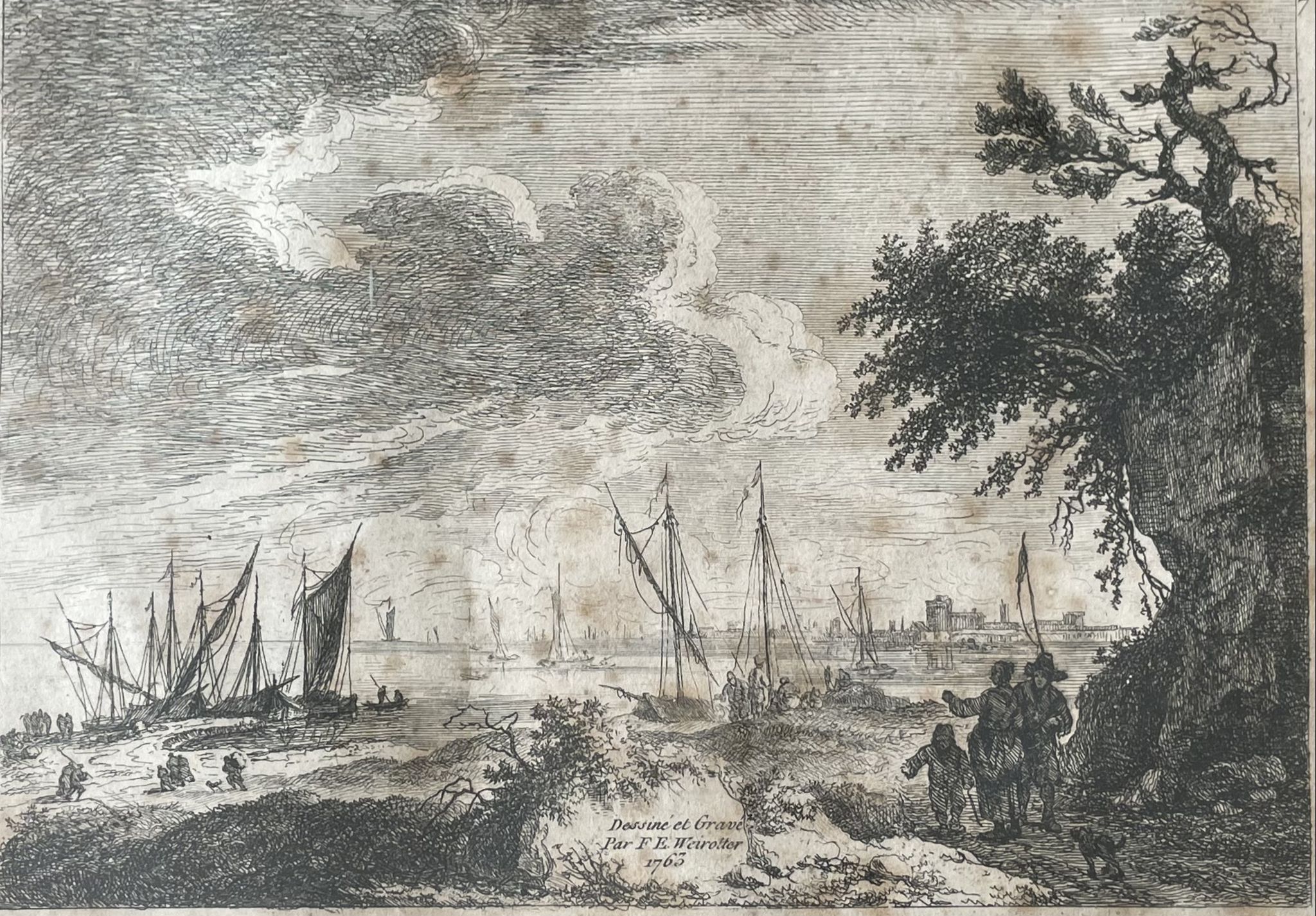 Antique engraving painting XVIIIth Franz Edmund Weirotter 1763