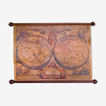 Former world map pattern on leather