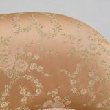 Fauteuil crapaud fleuri à franges ancien - 1930s