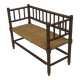 Vintage 'bobbin' bench with a rush seat, 1920s design with armrests.