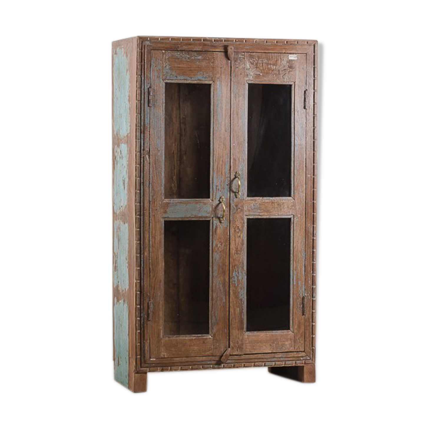 Blue patina glazed cabinet