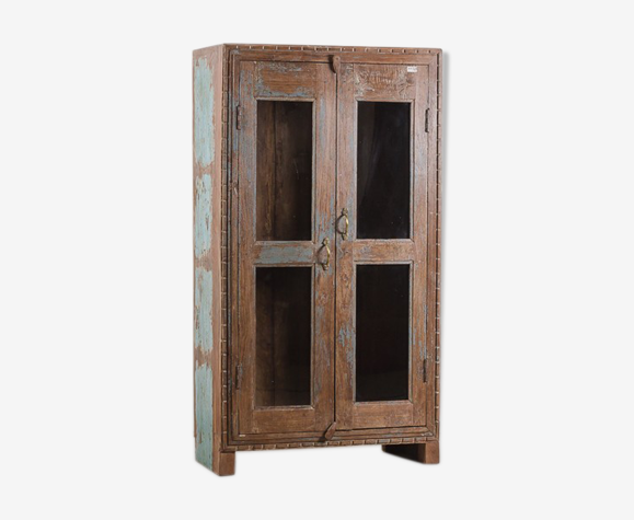 Blue patina glazed cabinet