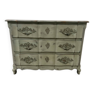 Louis XV style crossbow commode in patinated oak, 20th century.