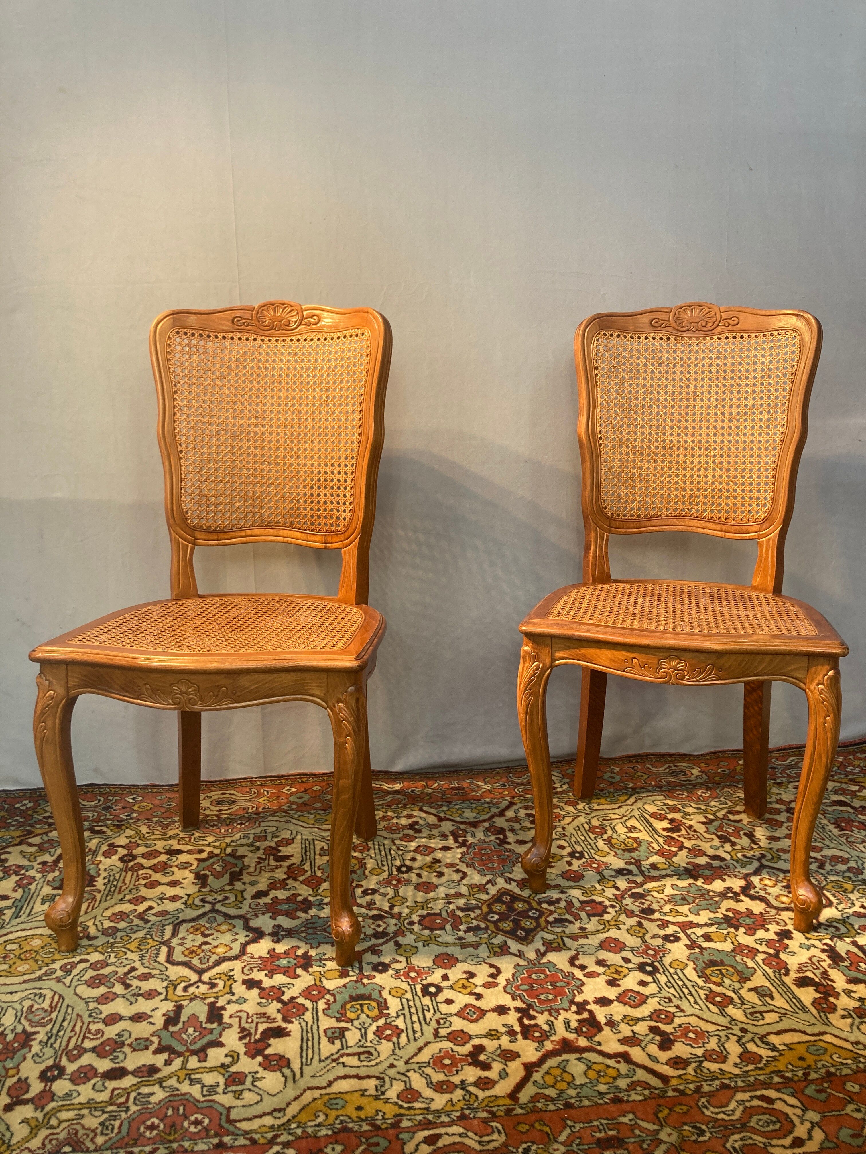 Pair of canned chairs
