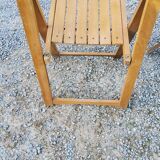 Pair of folding chairs with beech slats from the 70s