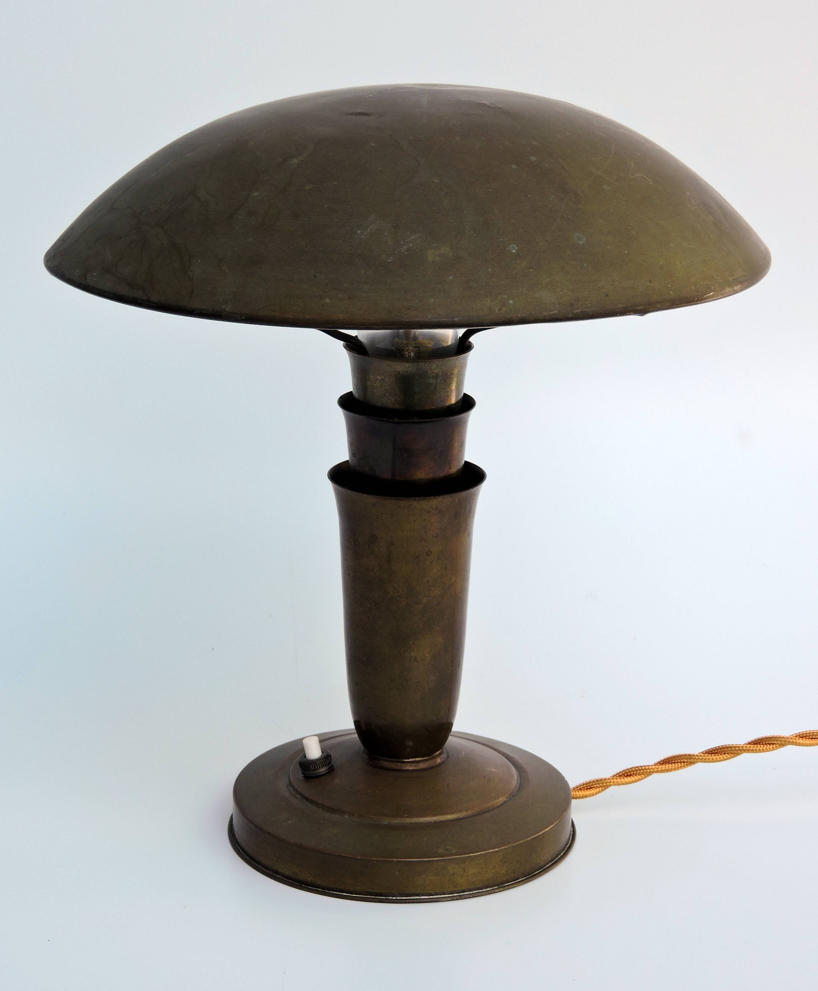 Art Deco bauhaus copper mushroom lamp