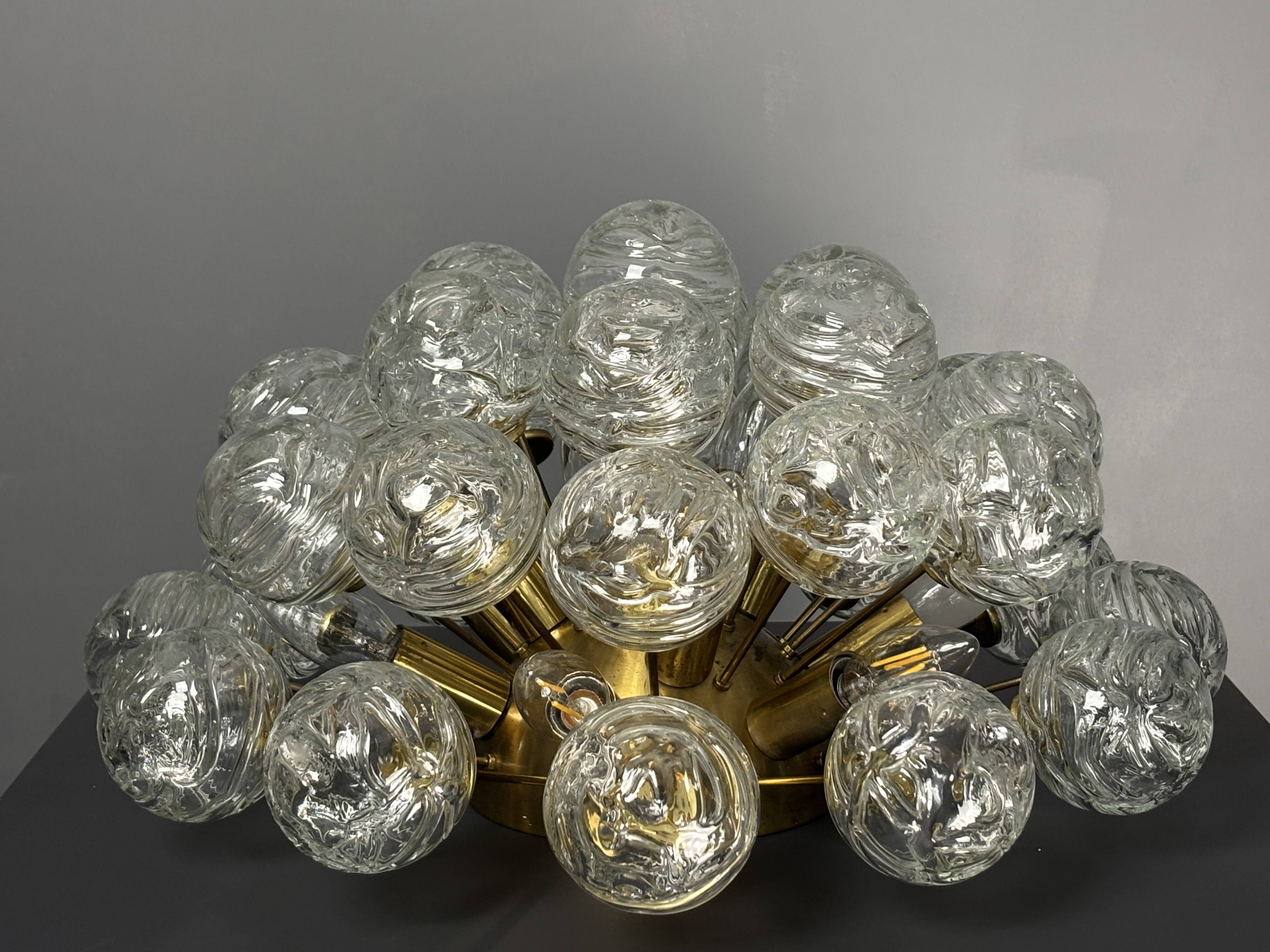 Ceiling or wall brass sputnik snowball flush mount by Doria Leuchten, 1970s