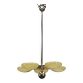 Exceptional Art Deco Functionalist Nickel-Plated Chandelier, 1930s