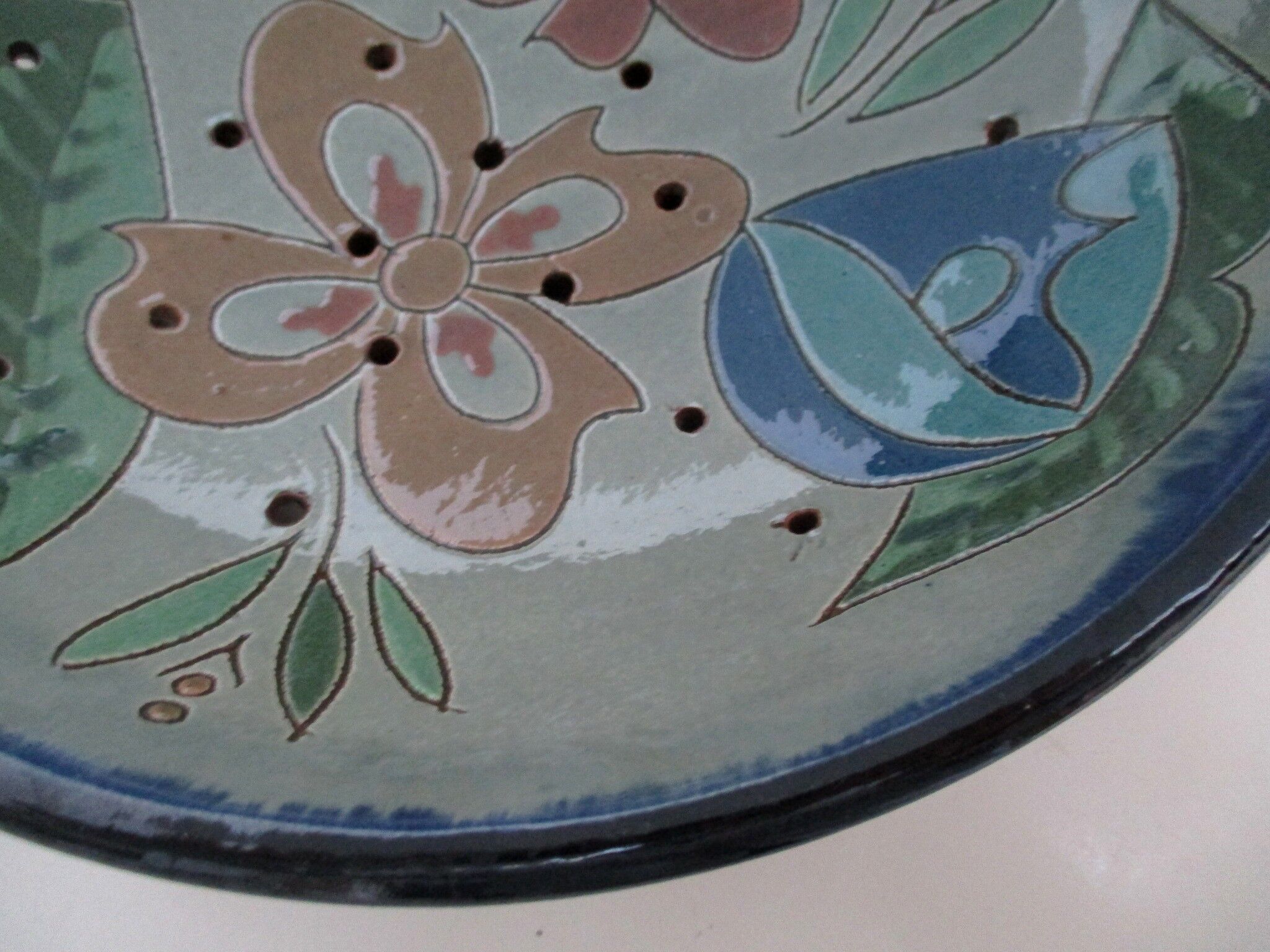 Salad bowl, Catalan ceramic drainer, decorated