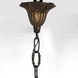 Chandelier with pendeloques tassels and glass pads