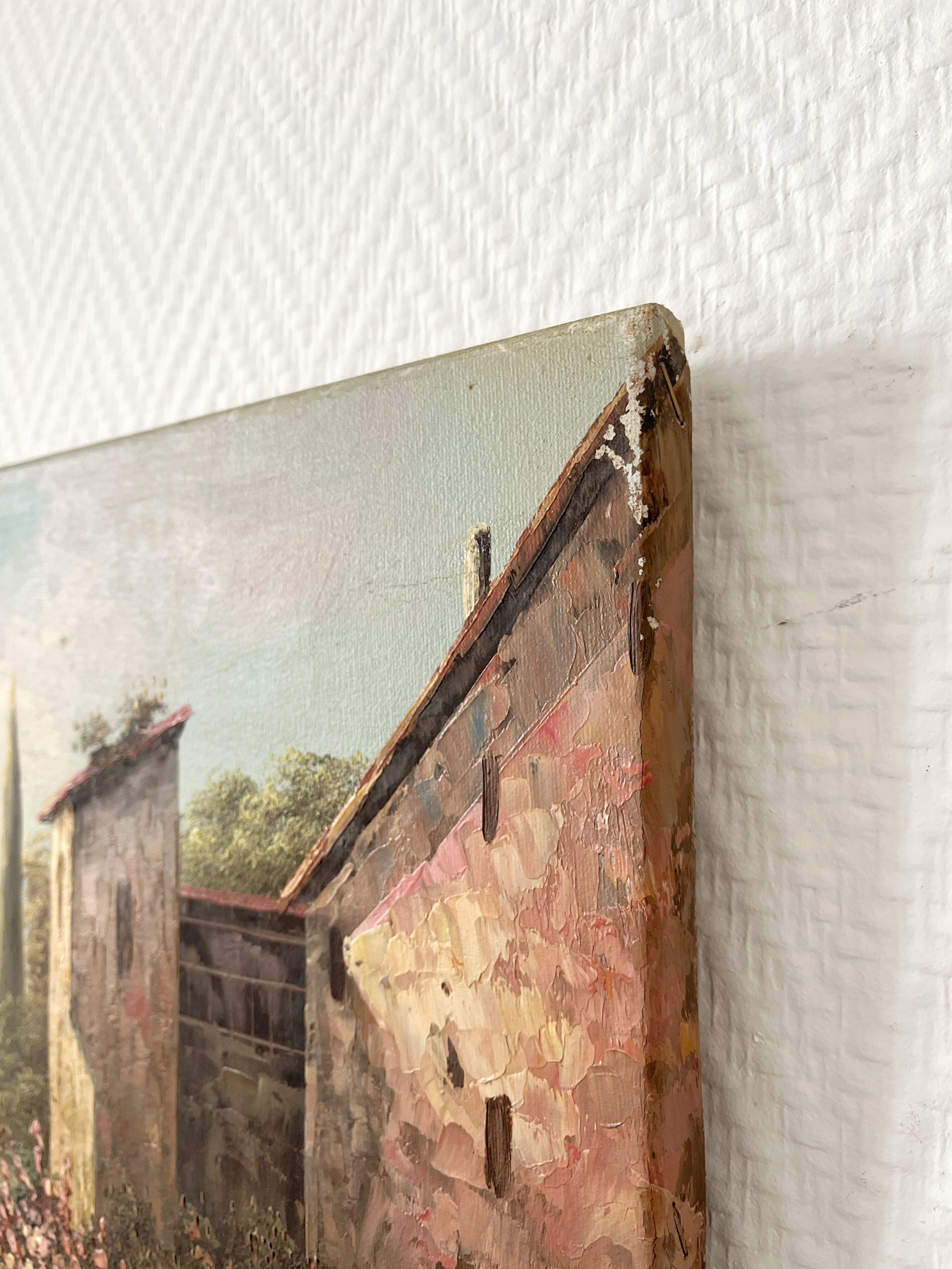 Oil painting on canvas landscape signed Rossini