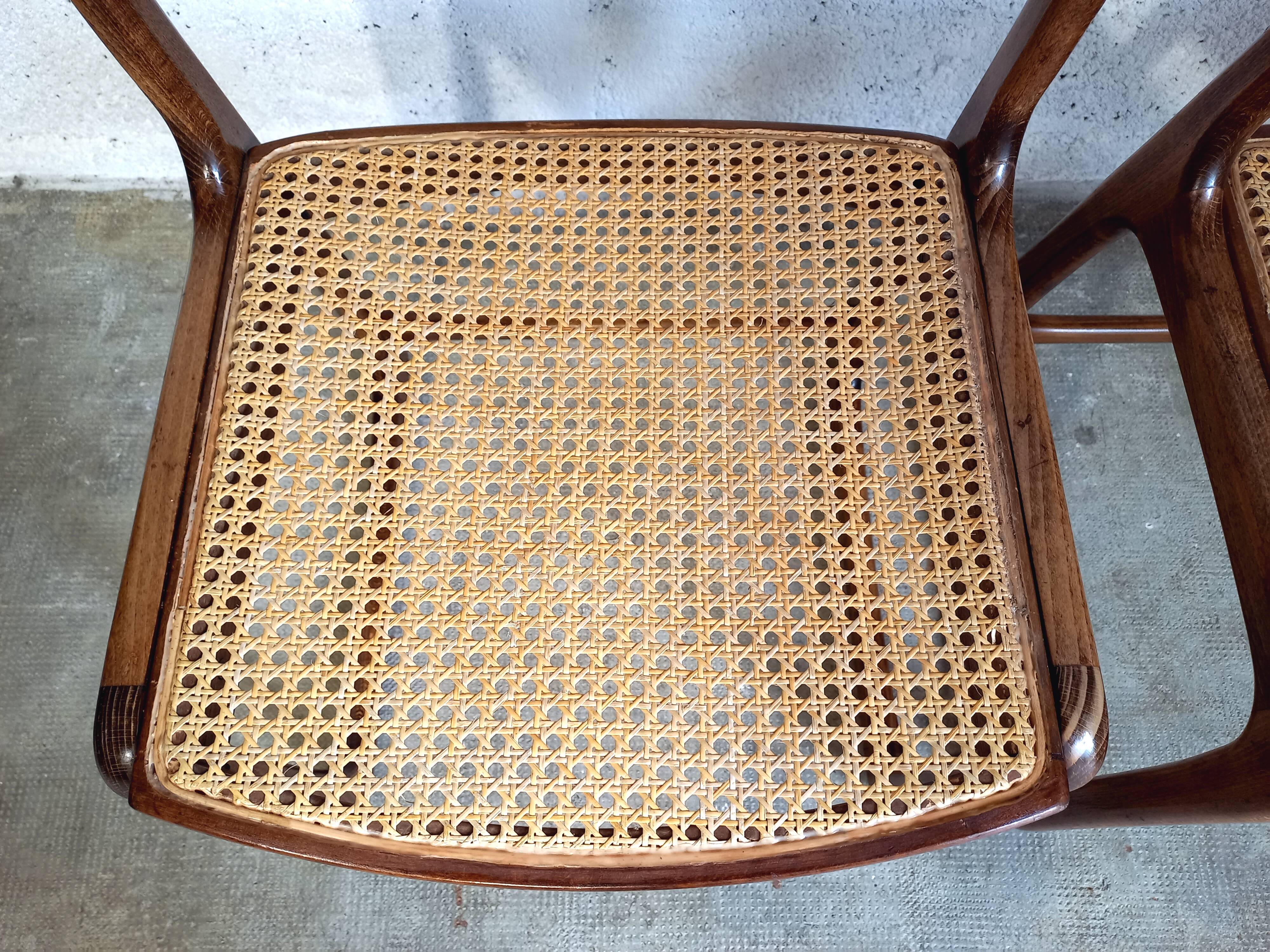 Suite of 2 vintage chairs sleigh canées Baumann 70s