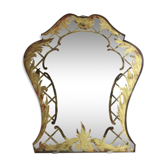 Miroir piqué ancien peint 33x39cm