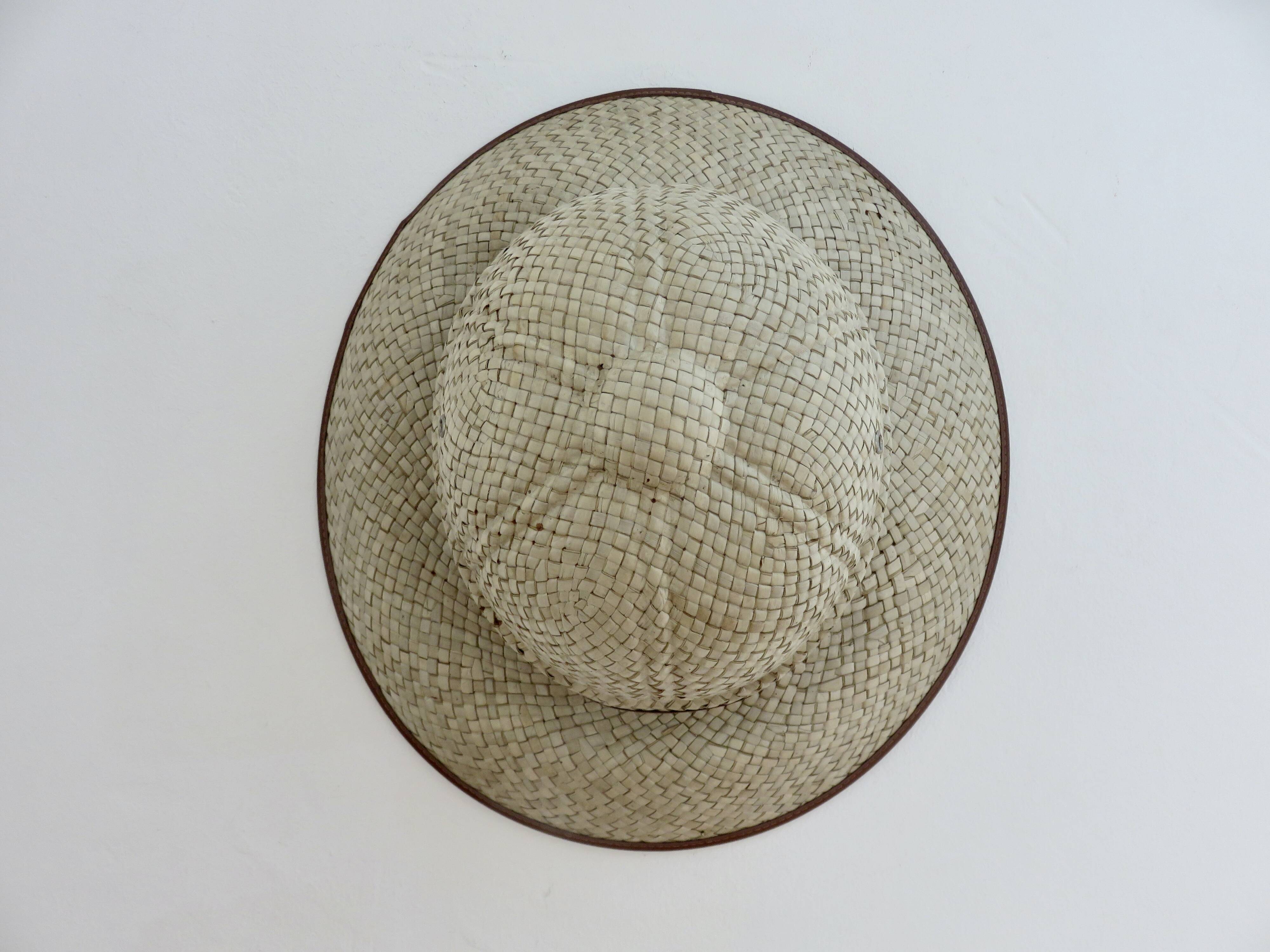 Hat, colonial helmet, wicker, wall decoration, 60s 70s