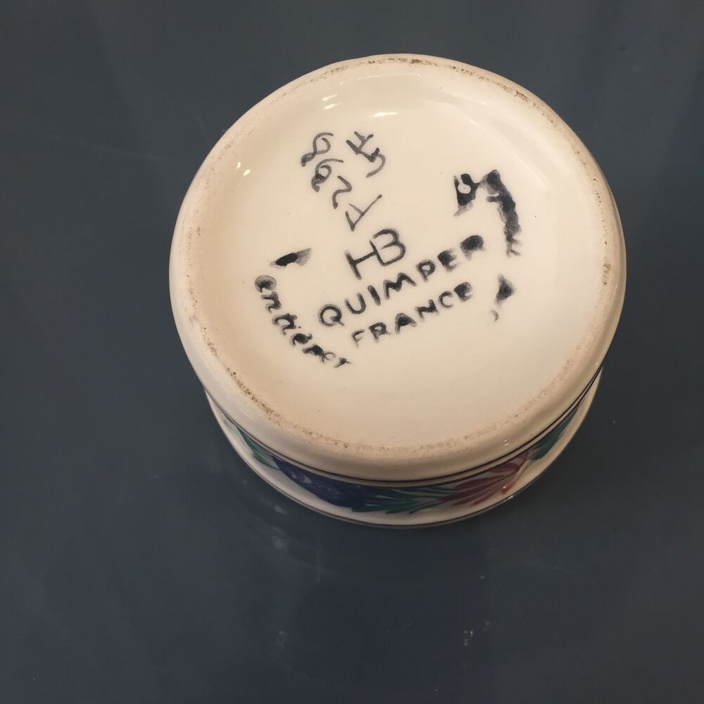 Saloir pot with lid hb quimper breton decor