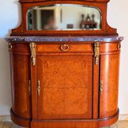Rare antique buffet with marble, bronze, and marquetry in the Louis XVI style.