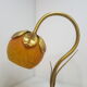 Bronze water lily foot lamp and Art Nouveau style glass paste