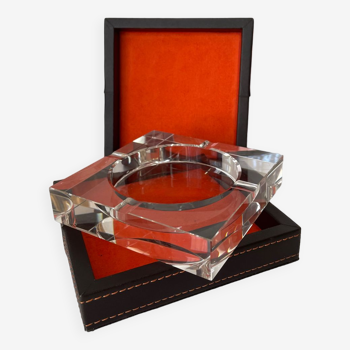 Crystal ashtray with case