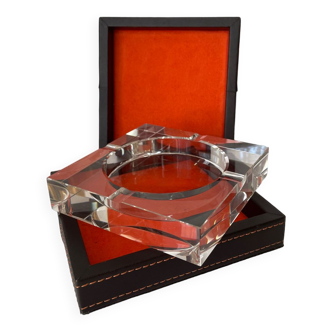 Crystal ashtray with case