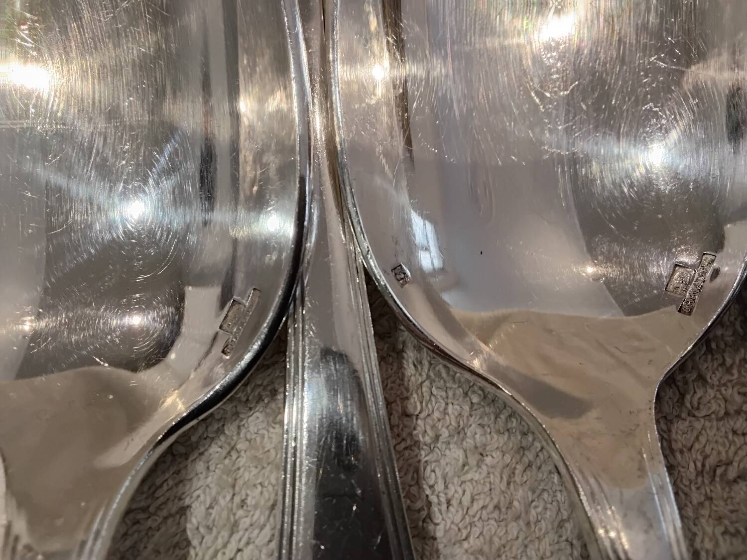 12 silver-plated soup spoons by Christofle America