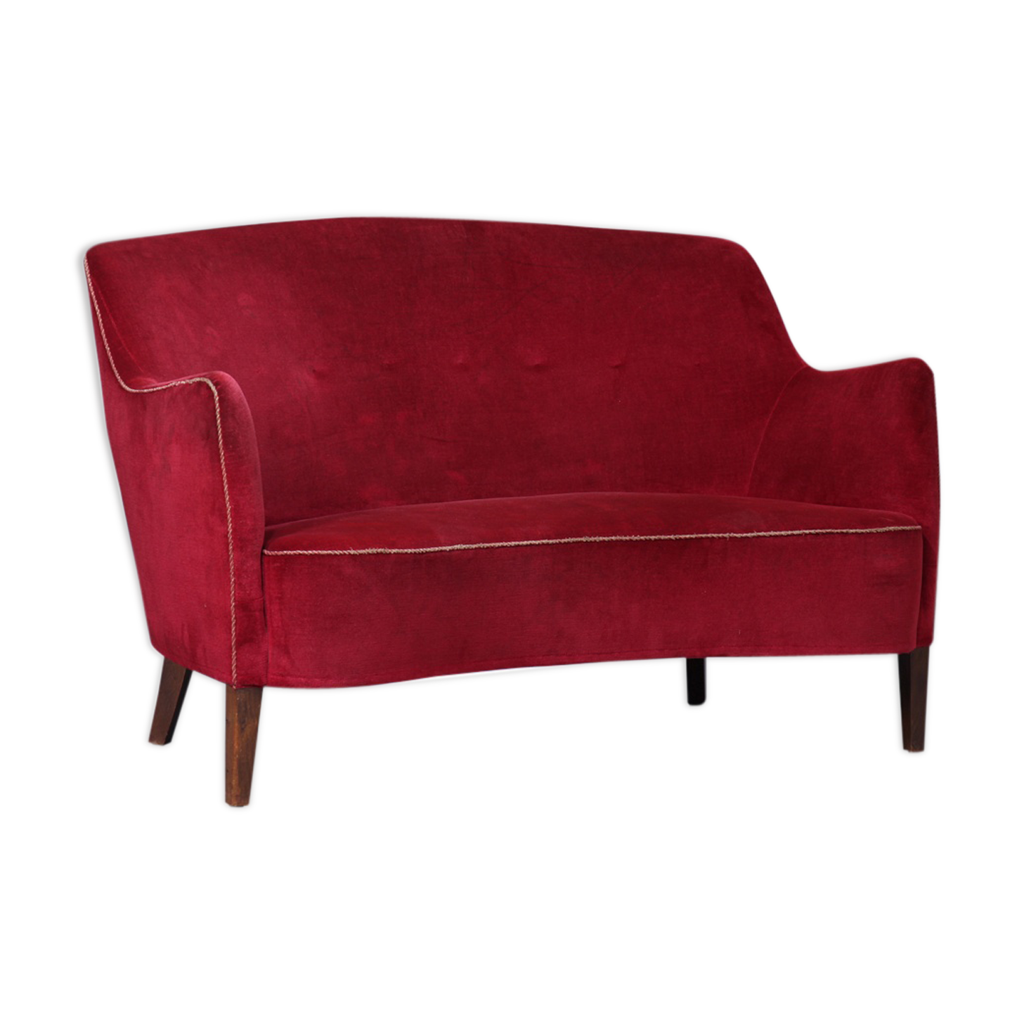 Red velvet sofa