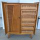Wardrobe cabinet and drawers in oak and rattan feet compass Vintage year 60