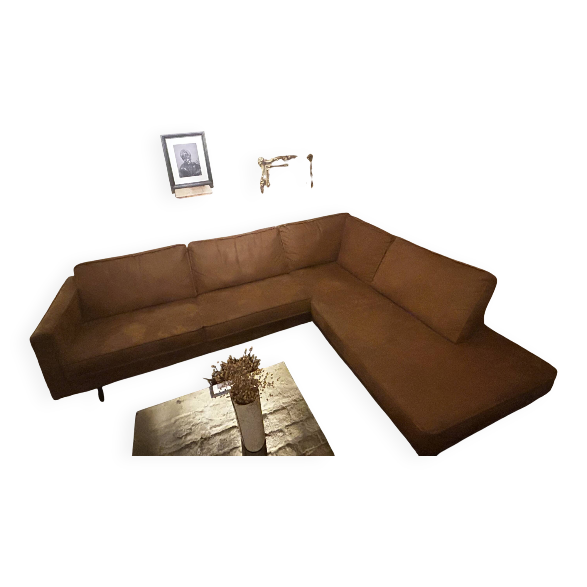 Right Corner Sofa - Soft Brown Leather