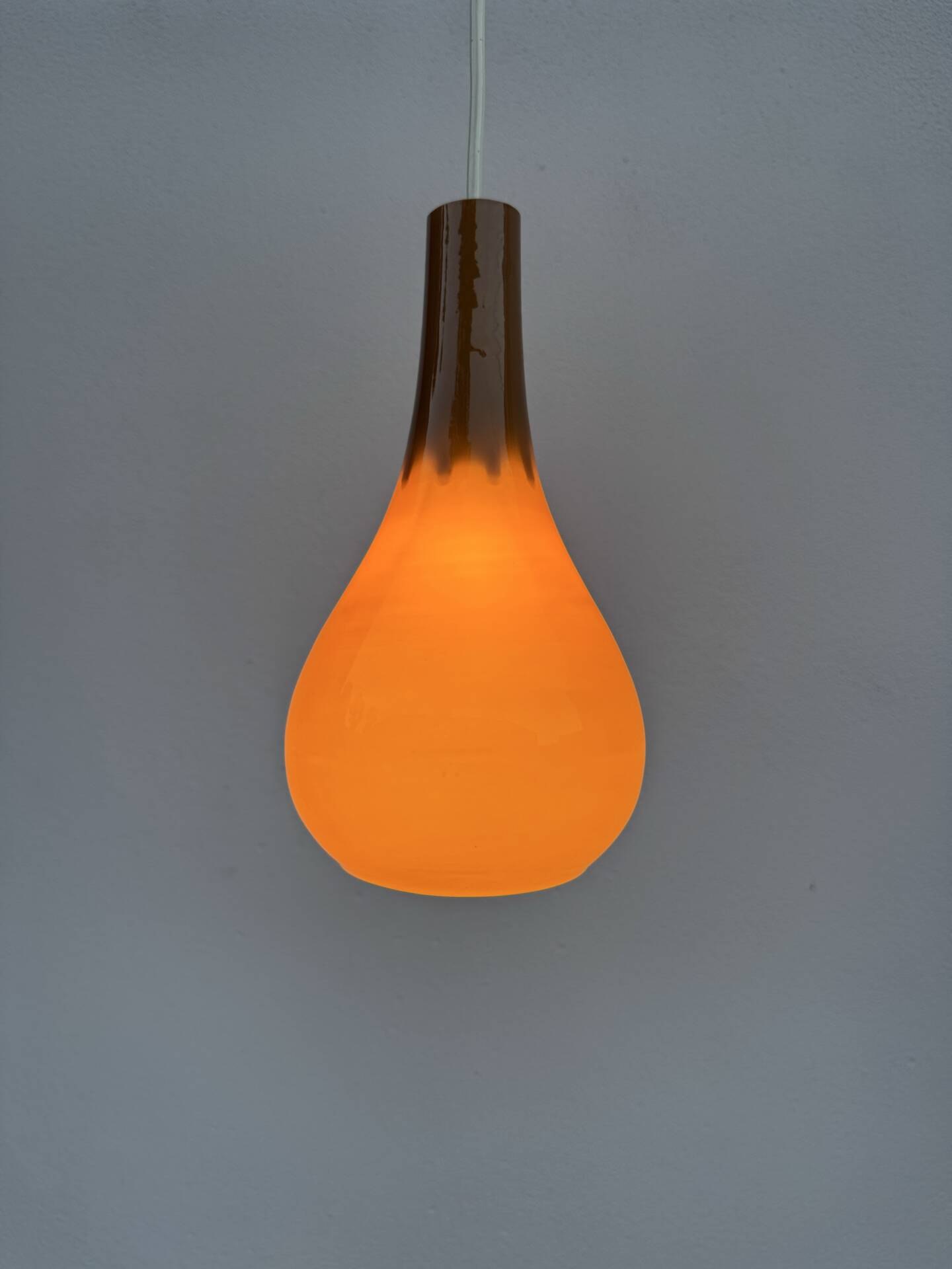 Amber opaline drop pendant from the 1970s