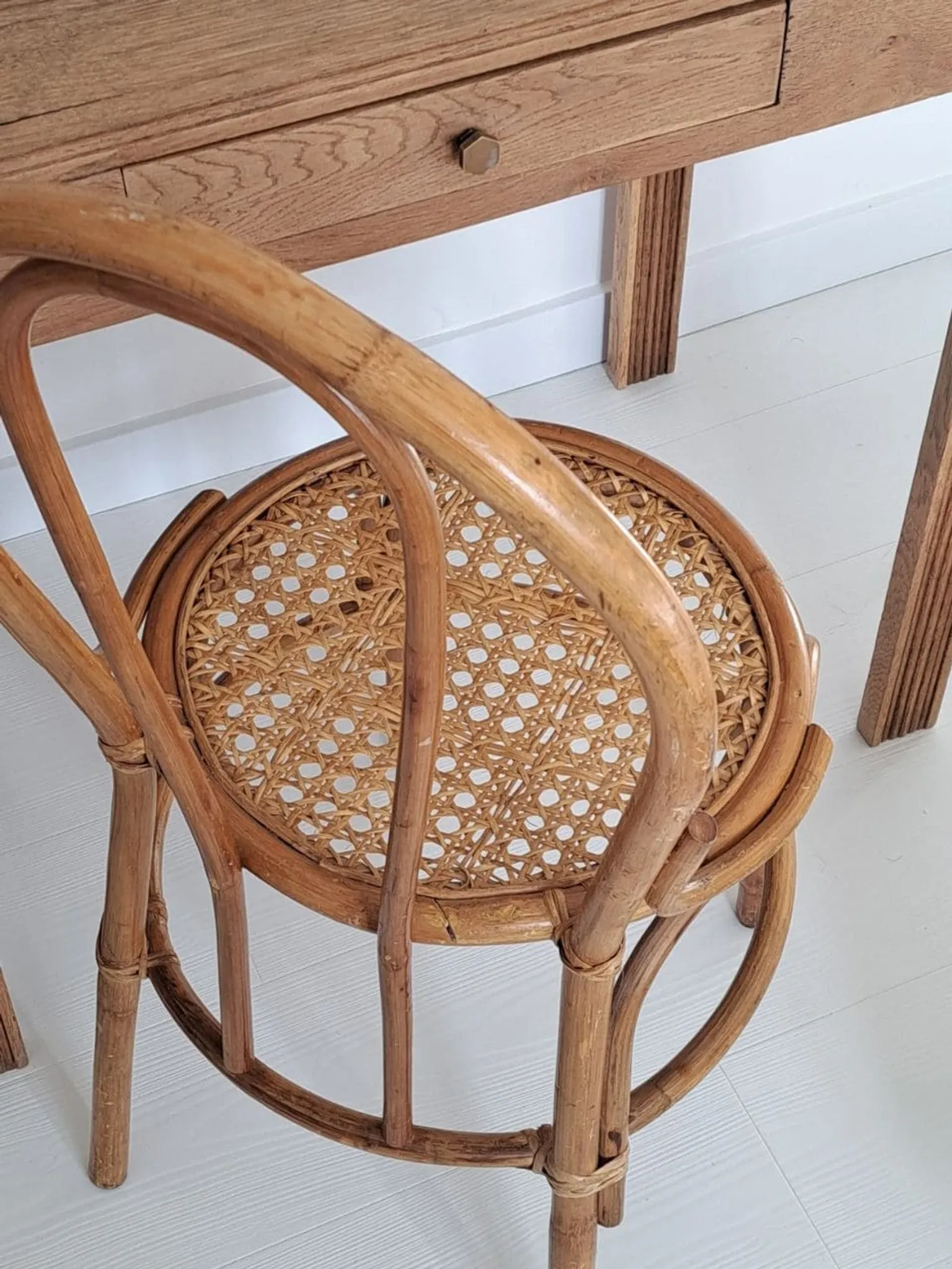 Vintage bamboo and cane chair, Thonet bistro style.