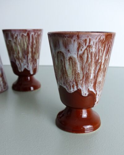 Set of 4 mazagrans or Petit-Massé ceramic cups