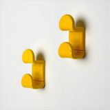 Vintage 1970s Gedy Coat Hooks in Yellow Plastic by Ambrogio Rossari