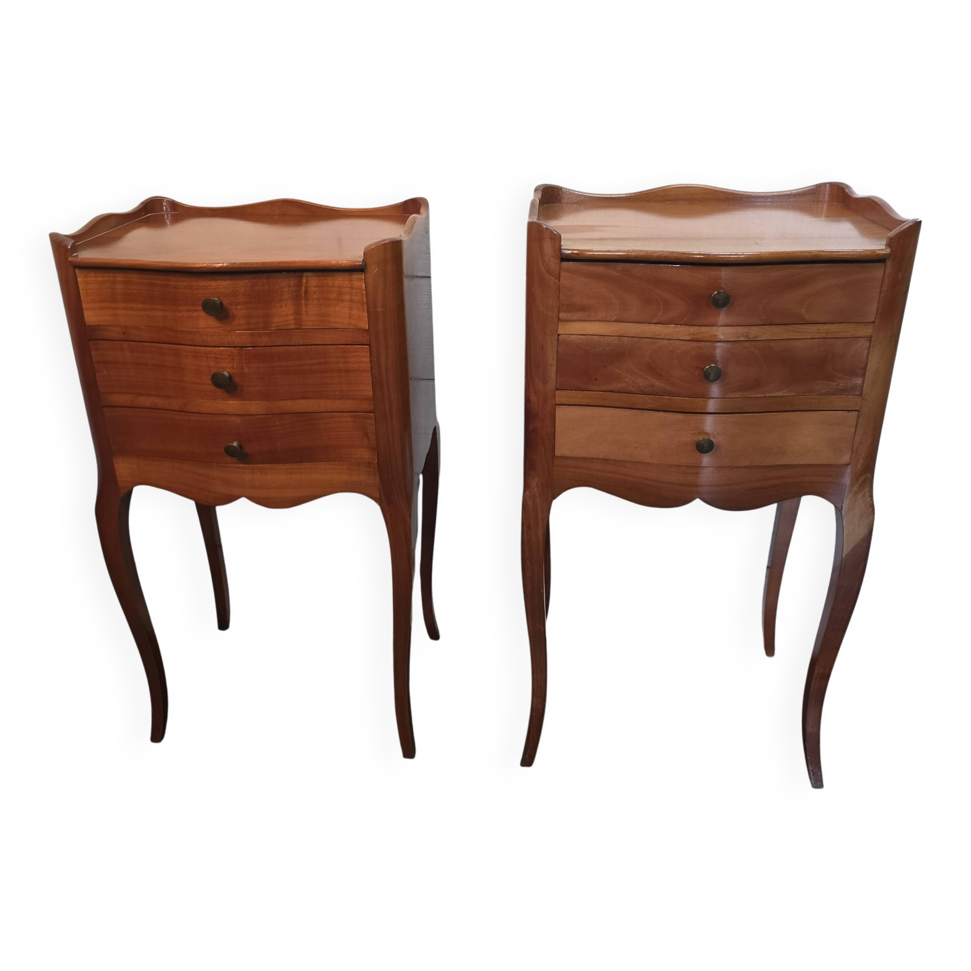 Pair of Louis XV style cherrywood bedside tables