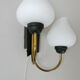 Vintage wall lamp 1950 brass, metal & glass