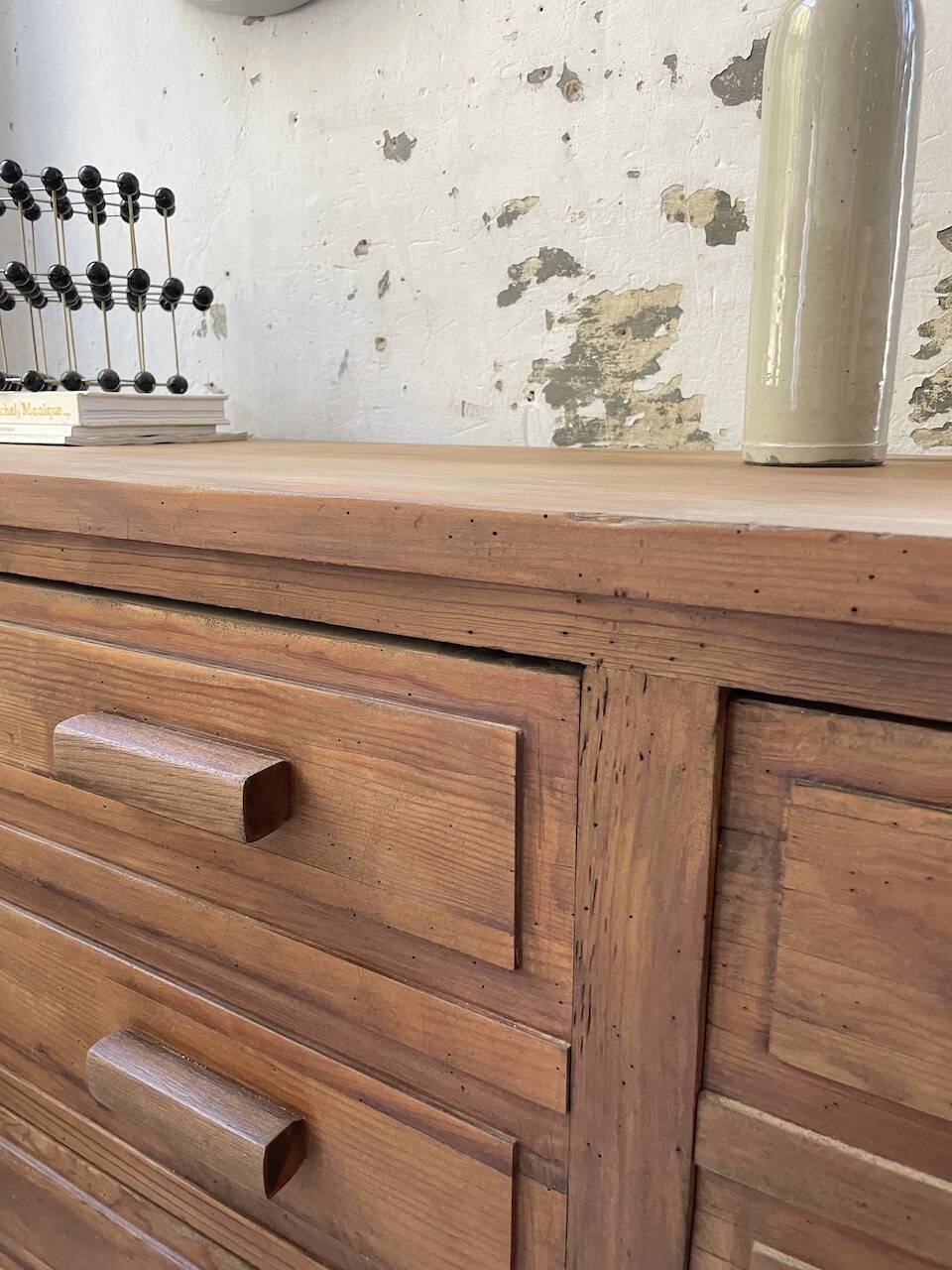 50s pitch pine haberdashery cabinet