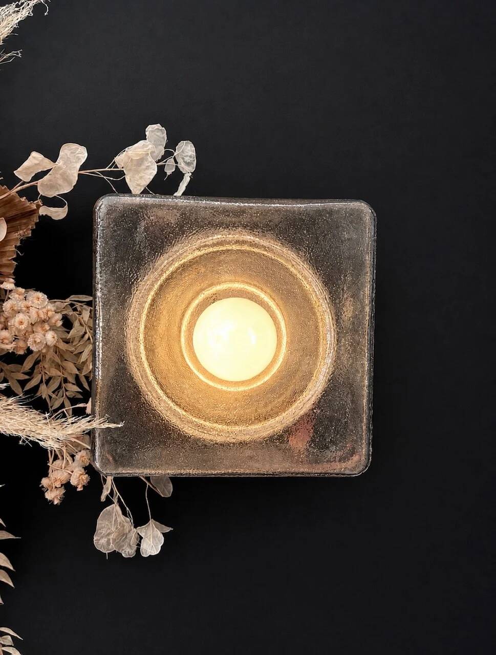 4 appliques "Ice cube" en verre 1970