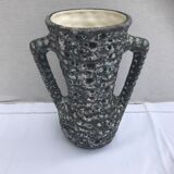 Vintage vase with grey & white skimmer ceramic handles