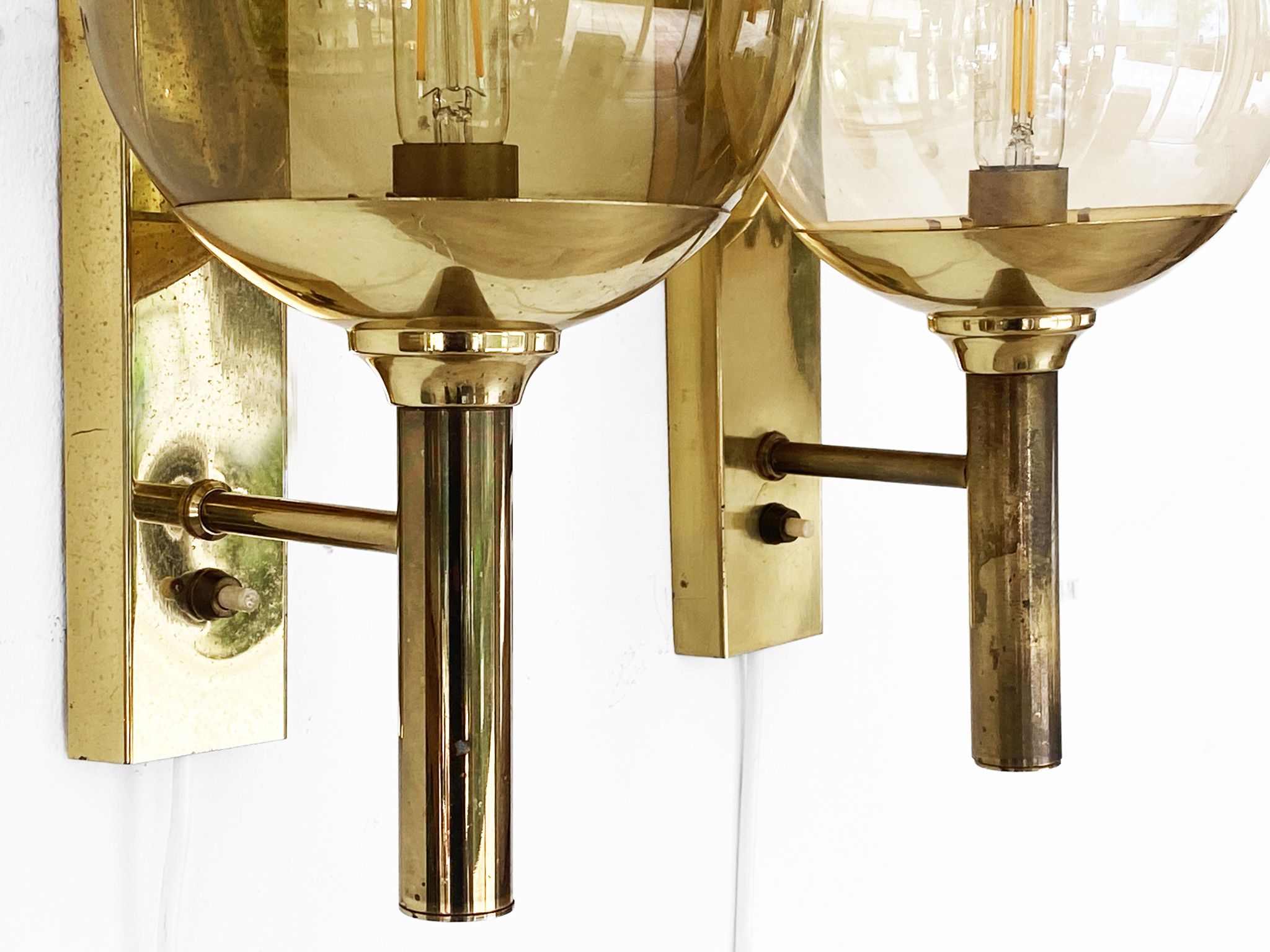 Pair of wall lights/sconces by Svend Mejlstrøm for Mejlstrøm Belysning. Denmark 1960s