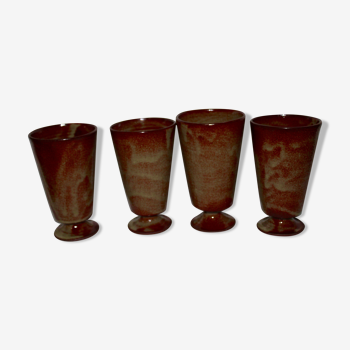 Set of 4 mazagrans in enamelled sandstone