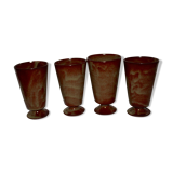 Set of 4 mazagrans in enamelled sandstone