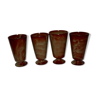 Set of 4 mazagrans in enamelled sandstone