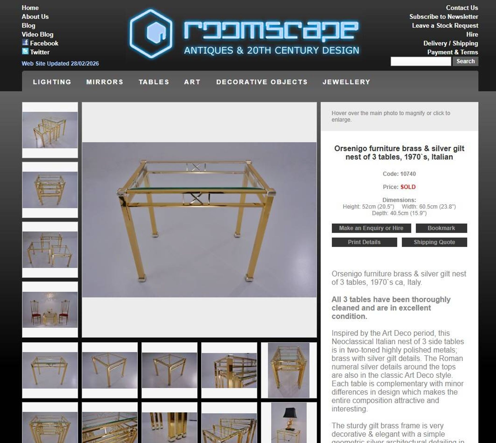 Beautiful square gold coffee table Orsenigo Italy collection 'Art Deco'